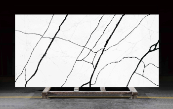 DCT CN7110 Ingenious Manufacturing Bold Jet Black Crack Veins White Quartz Stone Exterior Wall Cladding